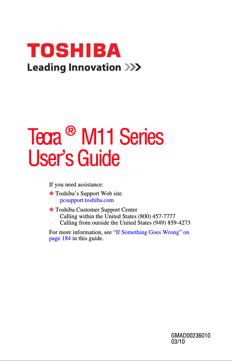 Imagen de la primera página del manual del dispositivo Tecra M11