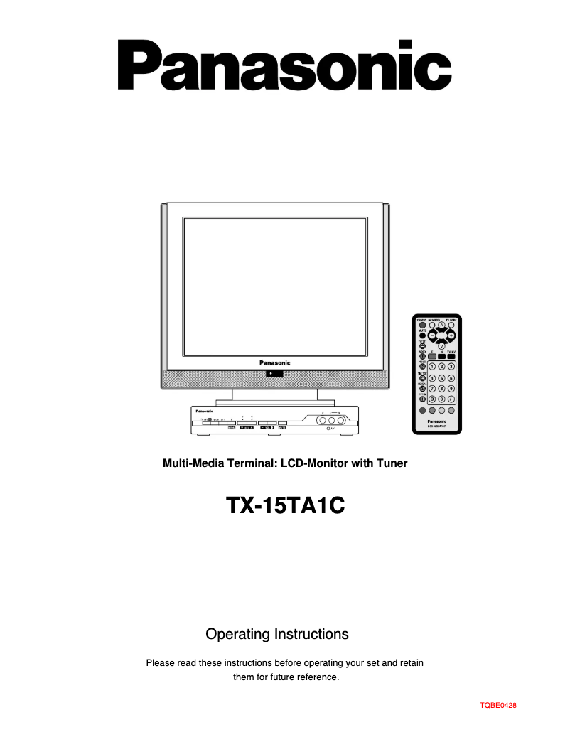 Imagen de la primera página del manual del dispositivo TX-15TA1C