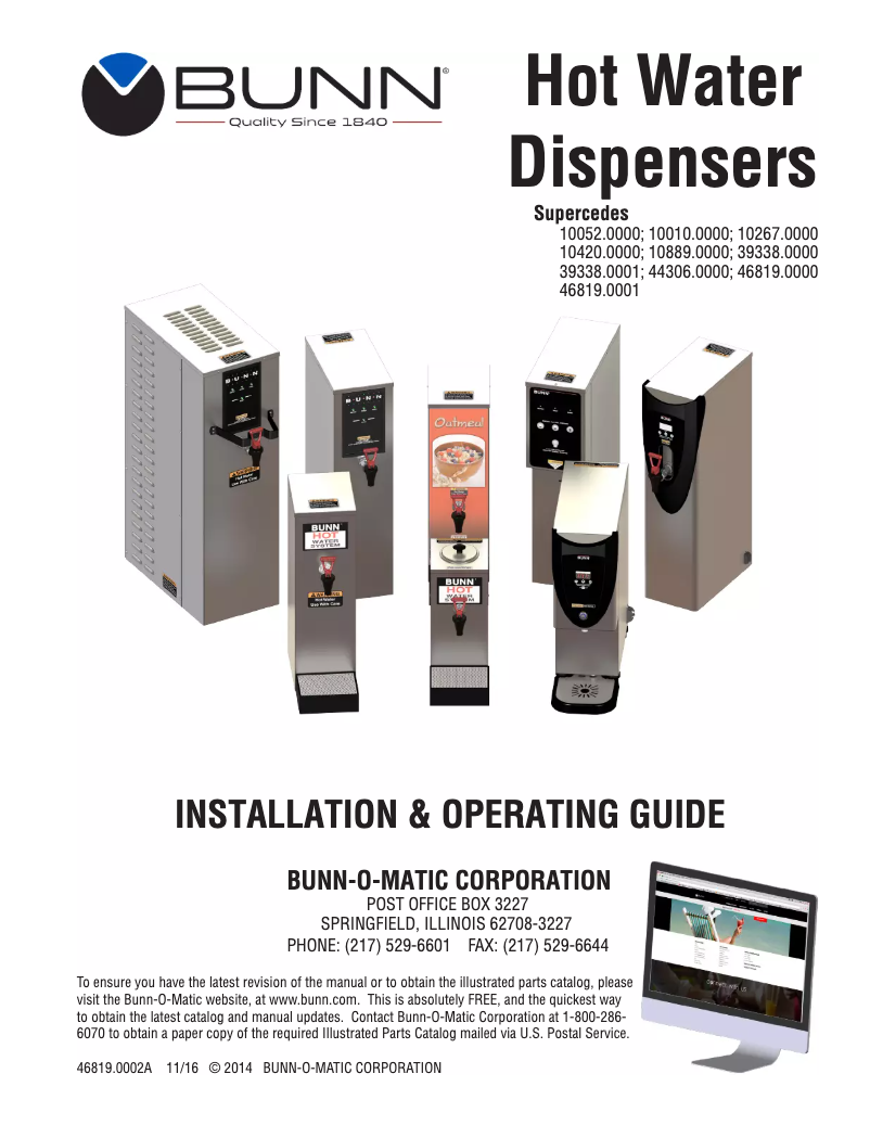 Página 1 del manual Instrucciones / montaje Bunn Precision Water H10X-80-240