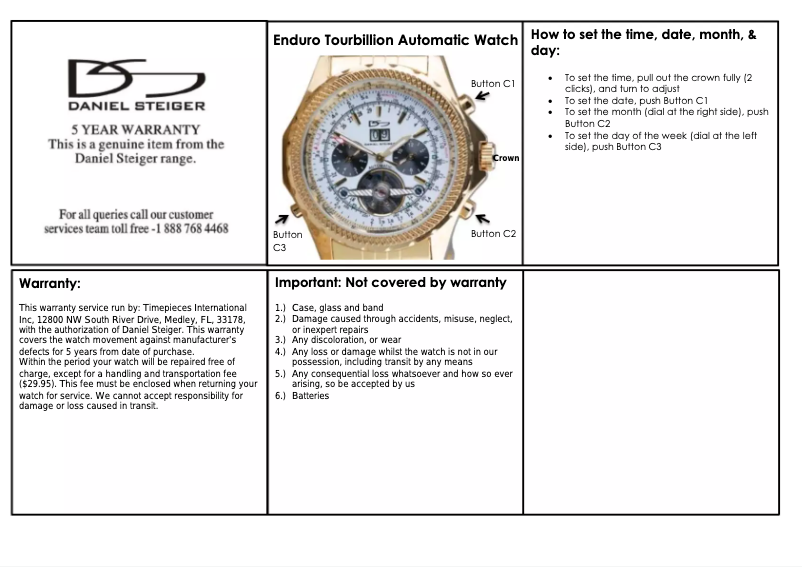 Página 1 del manual Manual de usuario Daniel Steiger Enduro Tourbillion Automatic