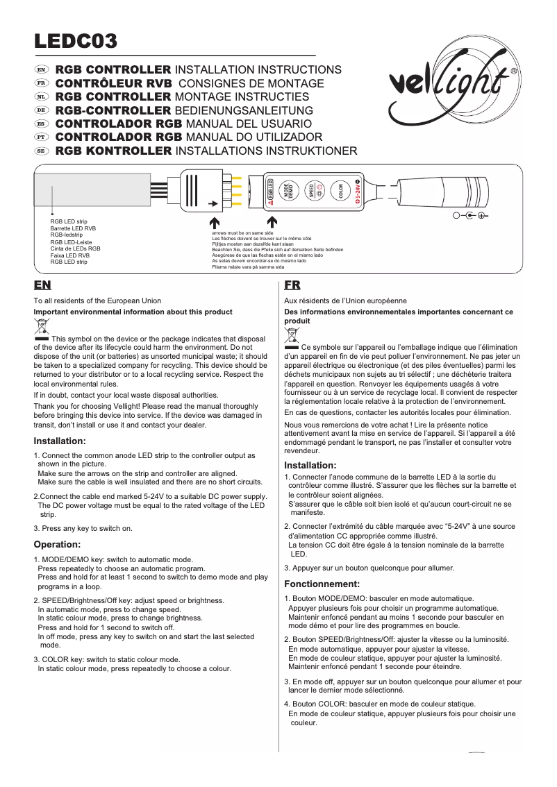 Imagen de la primera página del manual del dispositivo LEDC03