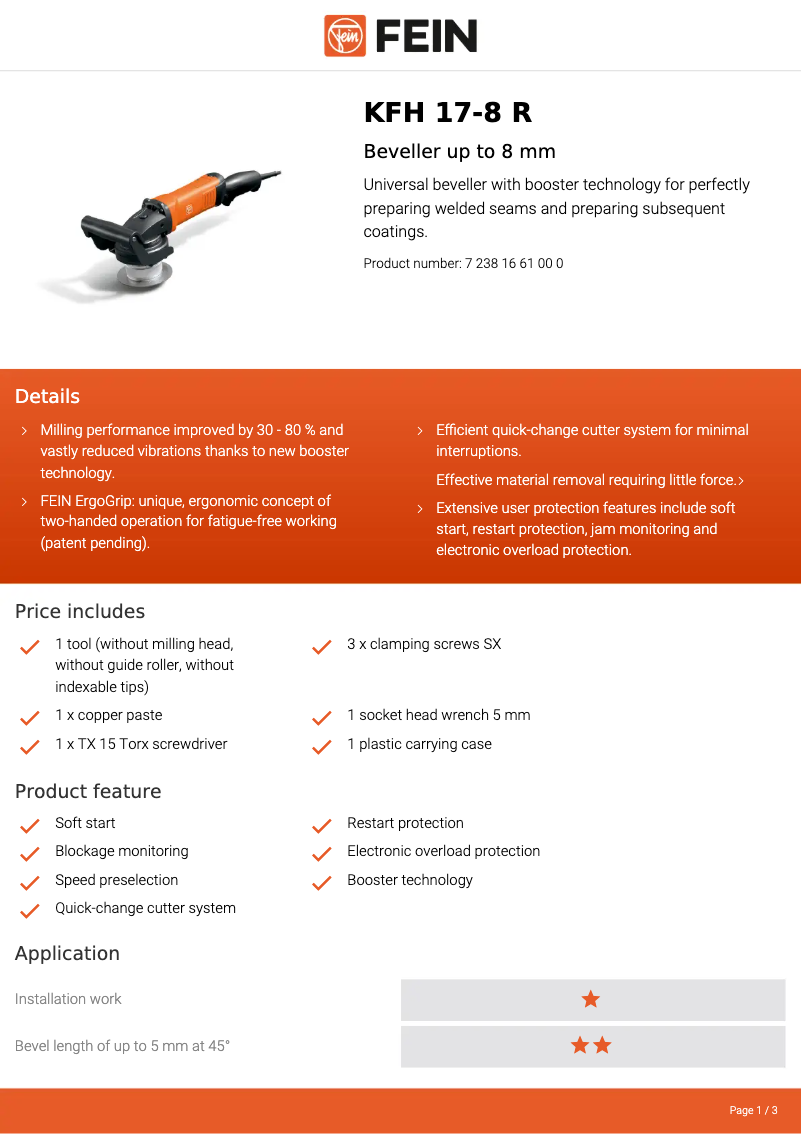 Imagen de la primera página del manual del dispositivo KFH 17-8 R