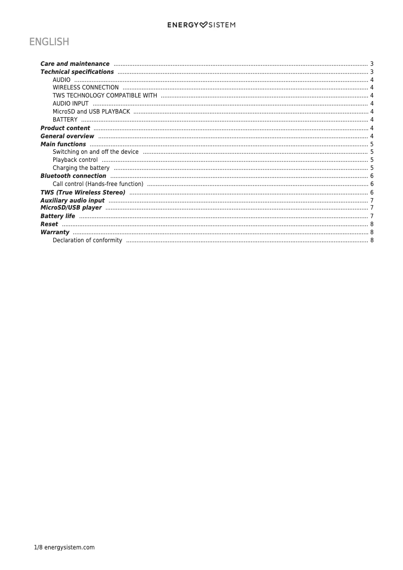 Imagen de la primera página del manual del dispositivo FS1