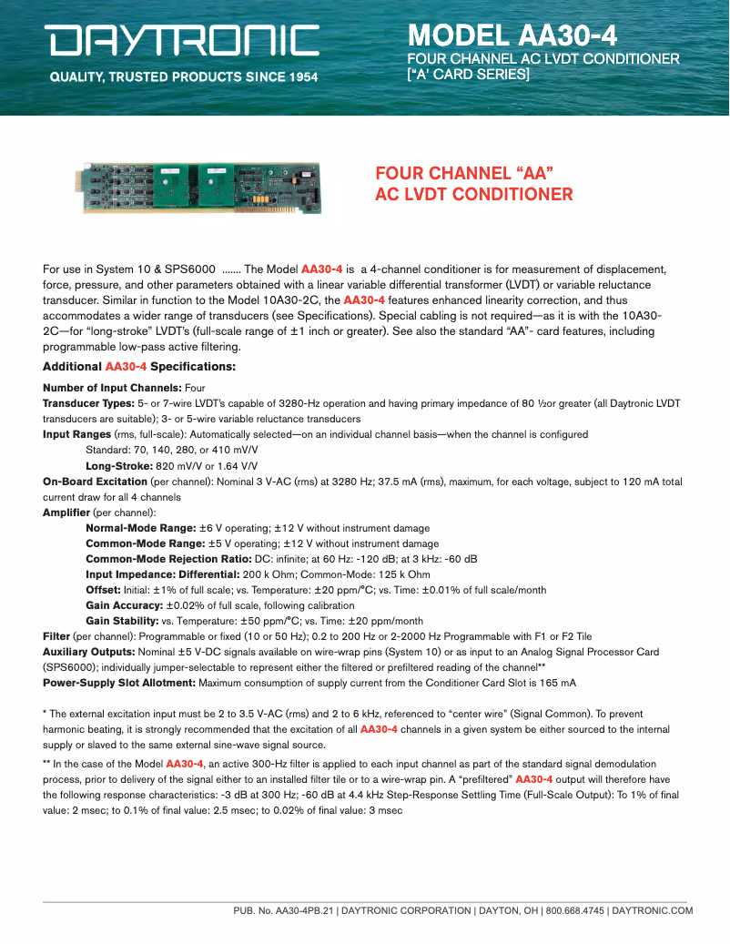 Imagen de la primera página del manual del dispositivo AA30-4F1
