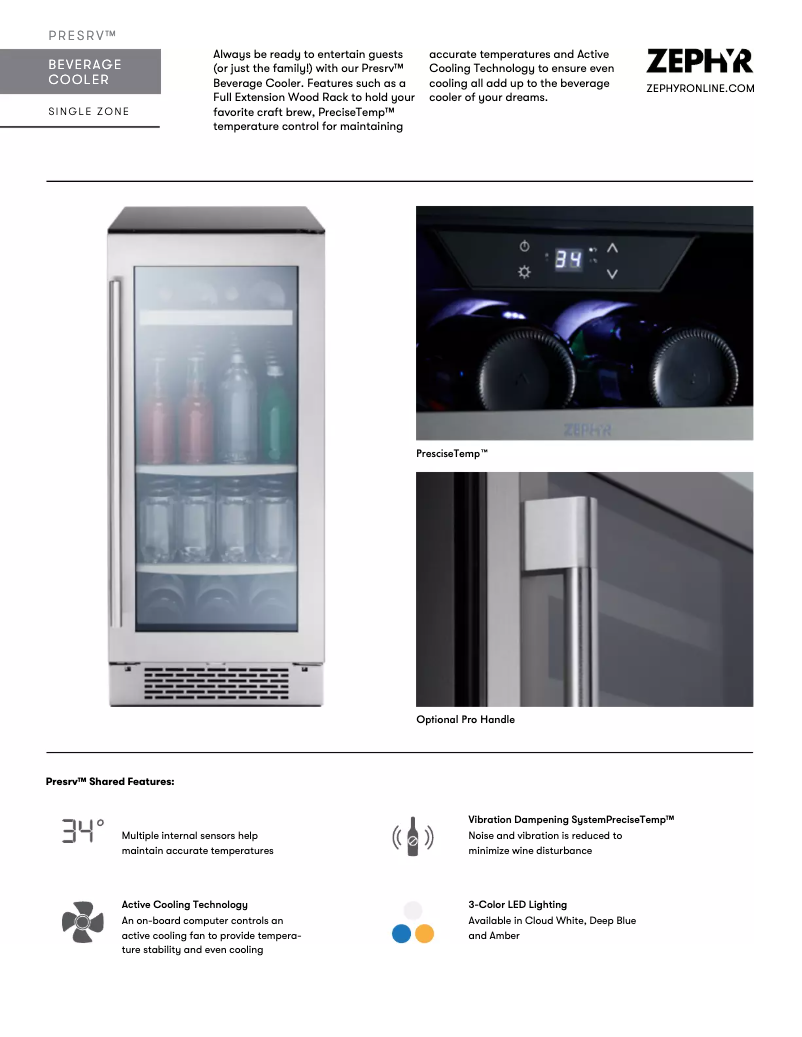 Página 1 del manual Ficha técnica Zephyr PRB15C01AG