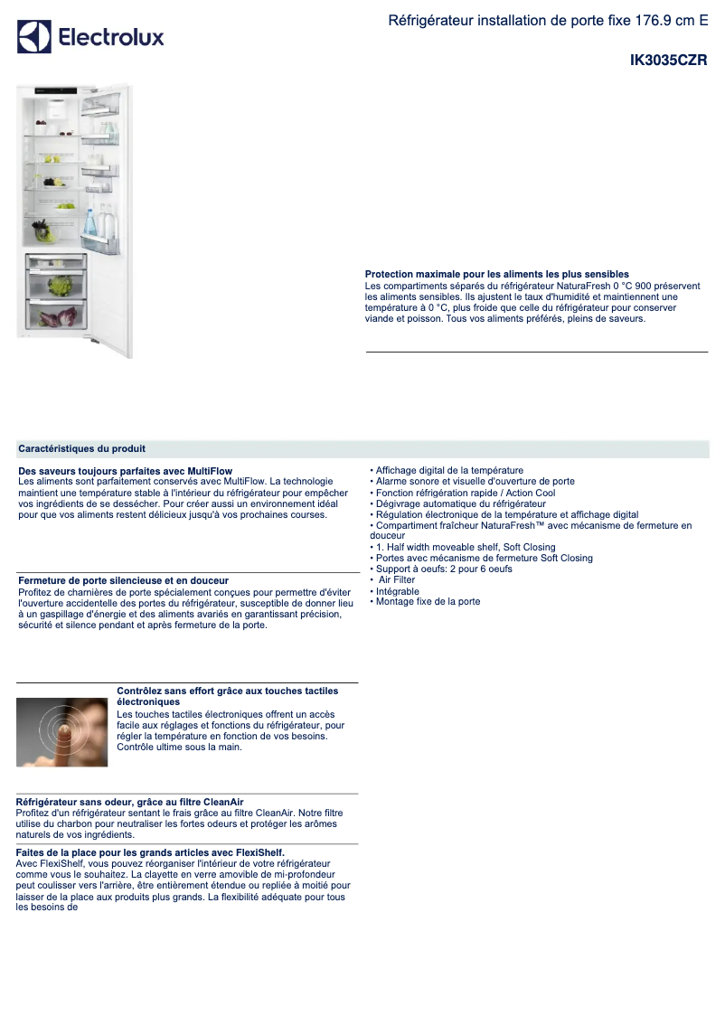 Página 1 del manual Ficha técnica Electrolux IK3035CZR