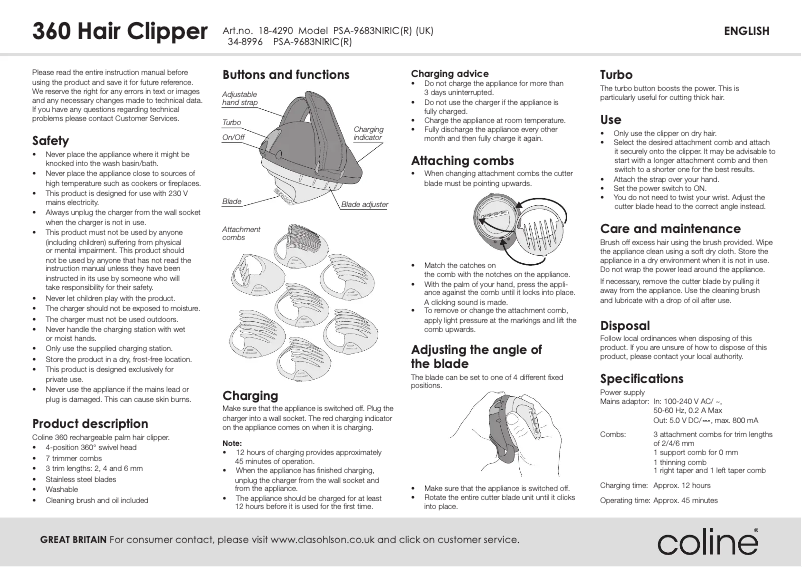 Imagen de la primera página del manual del dispositivo PSA-9683NIRIC