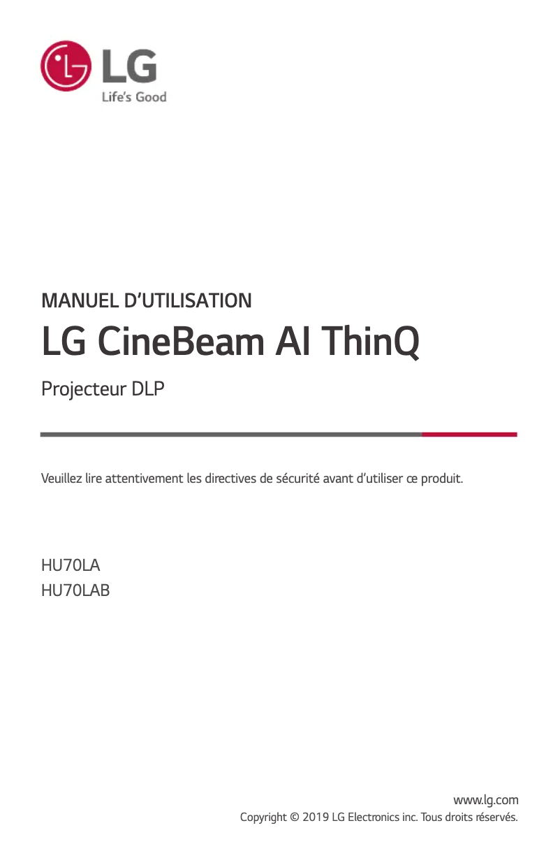 Imagen de la primera página del manual del dispositivo CineBeam HU70LA