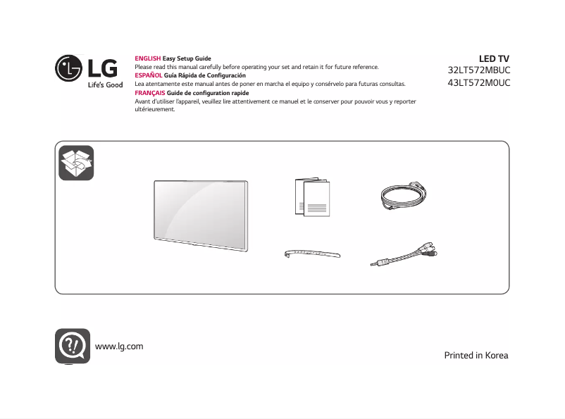 Imagen de la primera página del manual del dispositivo 32LT572M