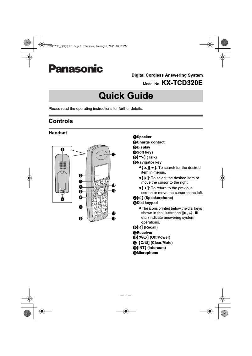 Imagen de la primera página del manual del dispositivo KX-TCD320E