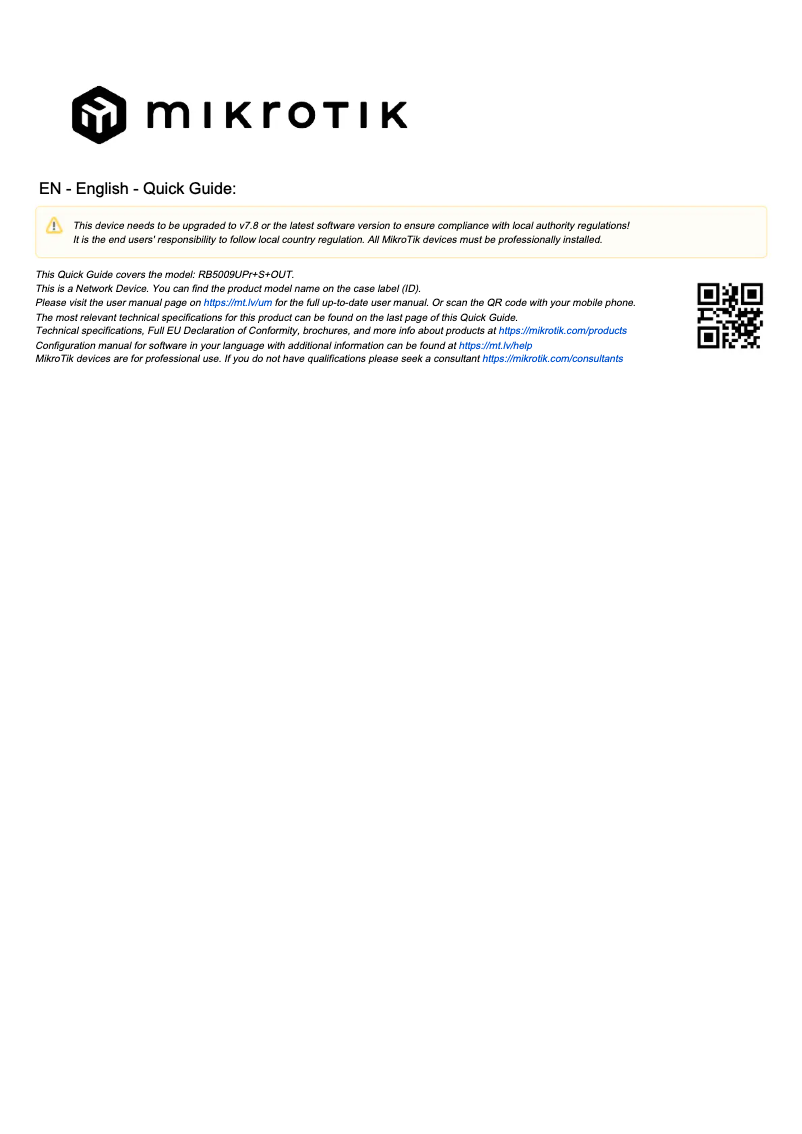 Imagen de la primera página del manual del dispositivo RB5009UPr+S+OUT