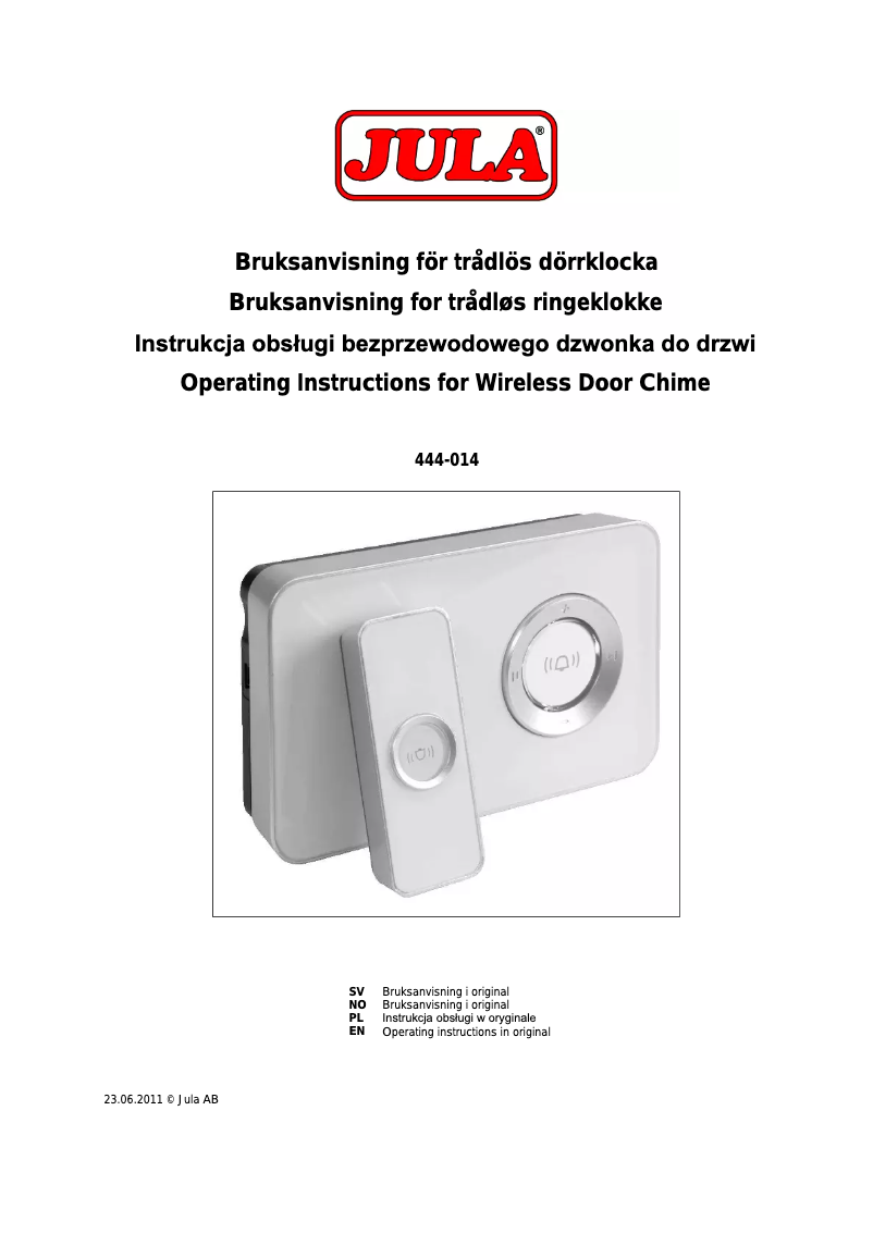 Imagen de la primera página del manual del dispositivo 444-014