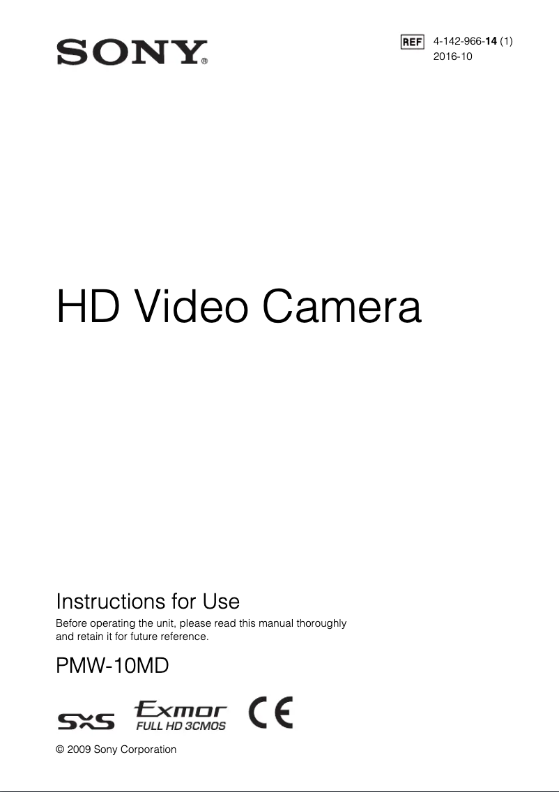 Imagen de la primera página del manual del dispositivo PMW-10MD