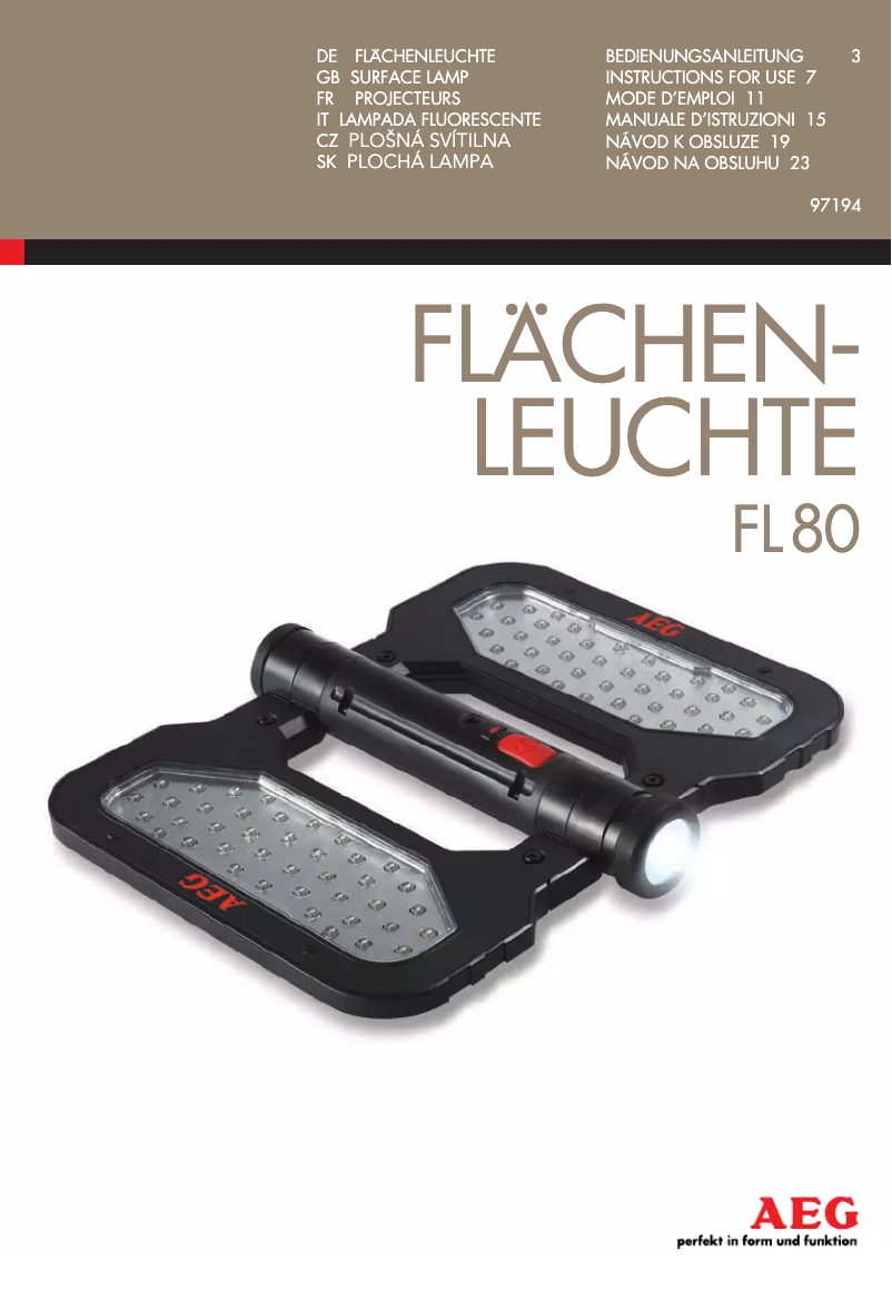 Imagen de la primera página del manual del dispositivo FL 80