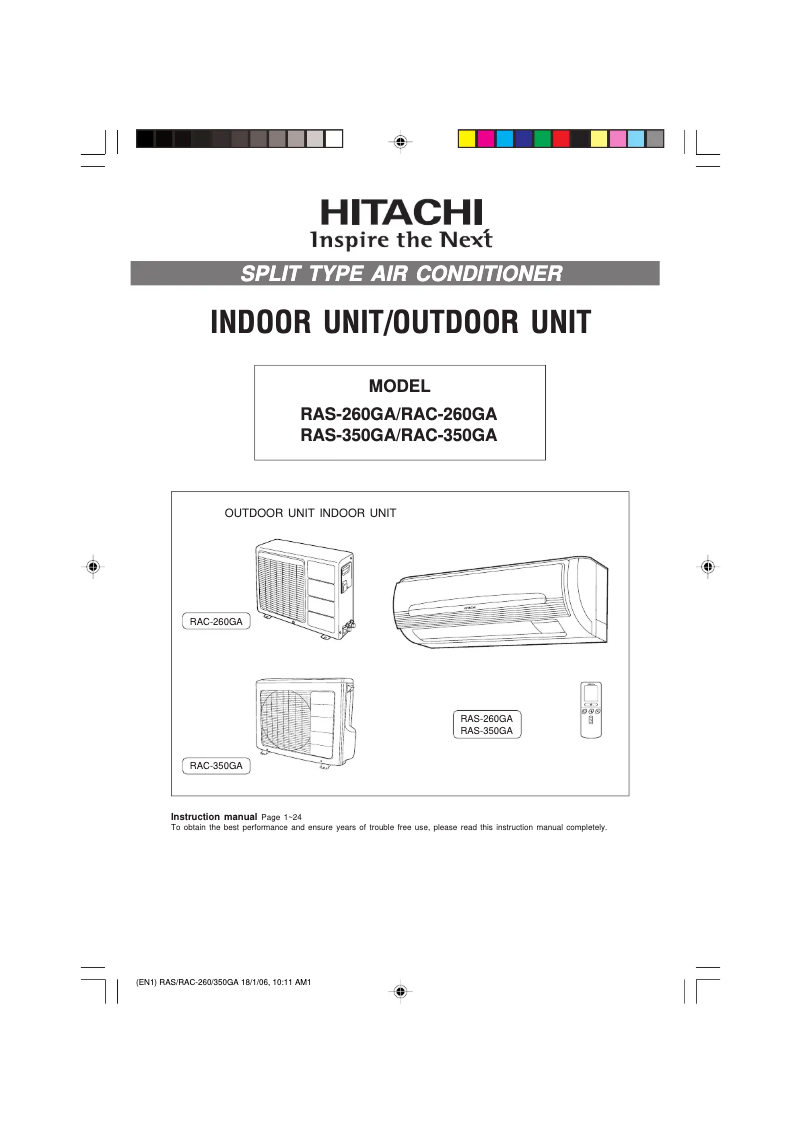 Página 1 del manual Manual de usuario Hitachi RAS-350GA
