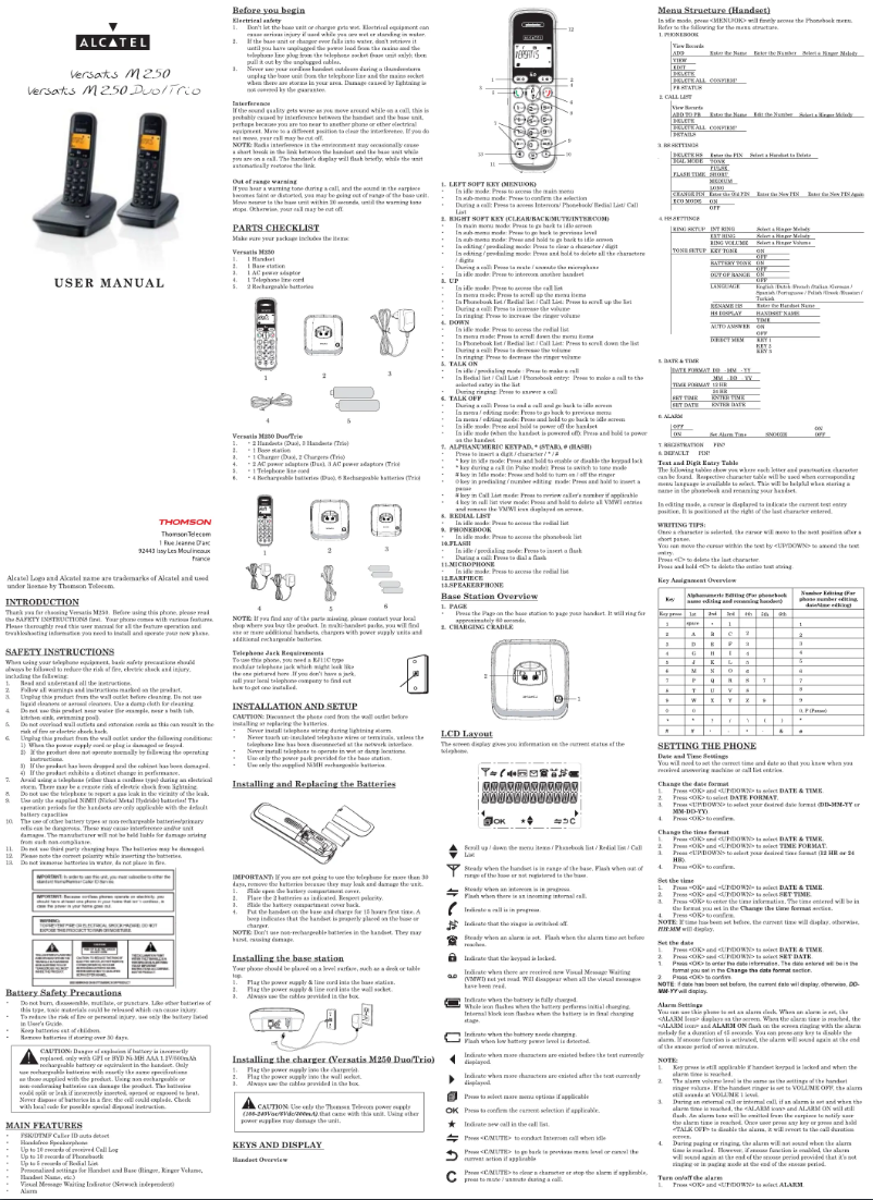 Página nº 1 - Manual de usuario Alcatel Versatis M250