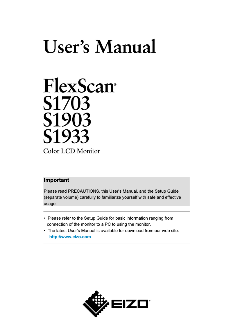 Página 1 del manual Manual de usuario Eizo S1933
