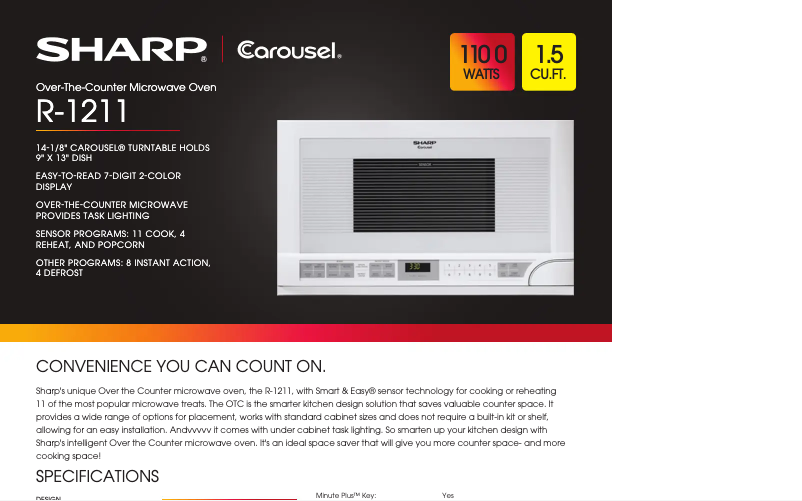 Página 1 del manual Ficha técnica Sharp R-1211