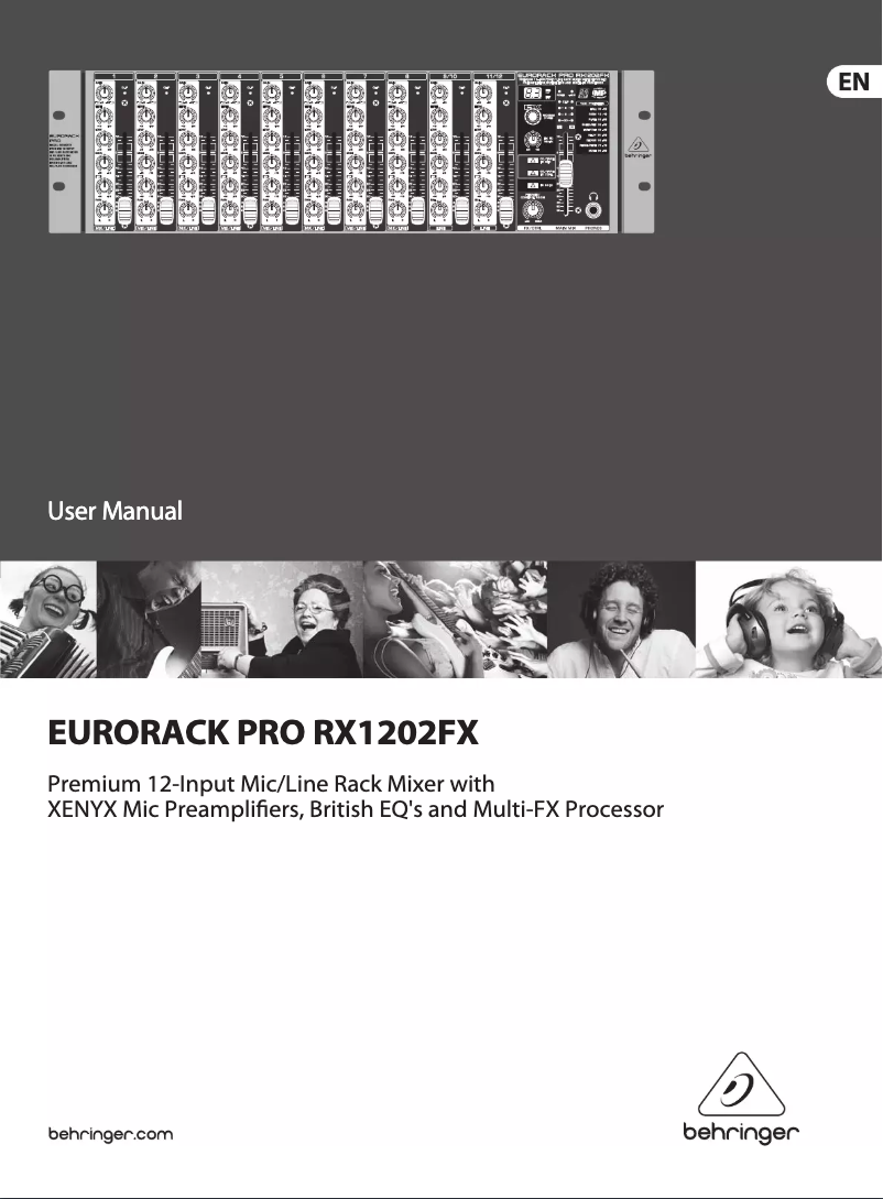 Imagen de la primera página del manual del dispositivo Eurorack Pro RX1202FX