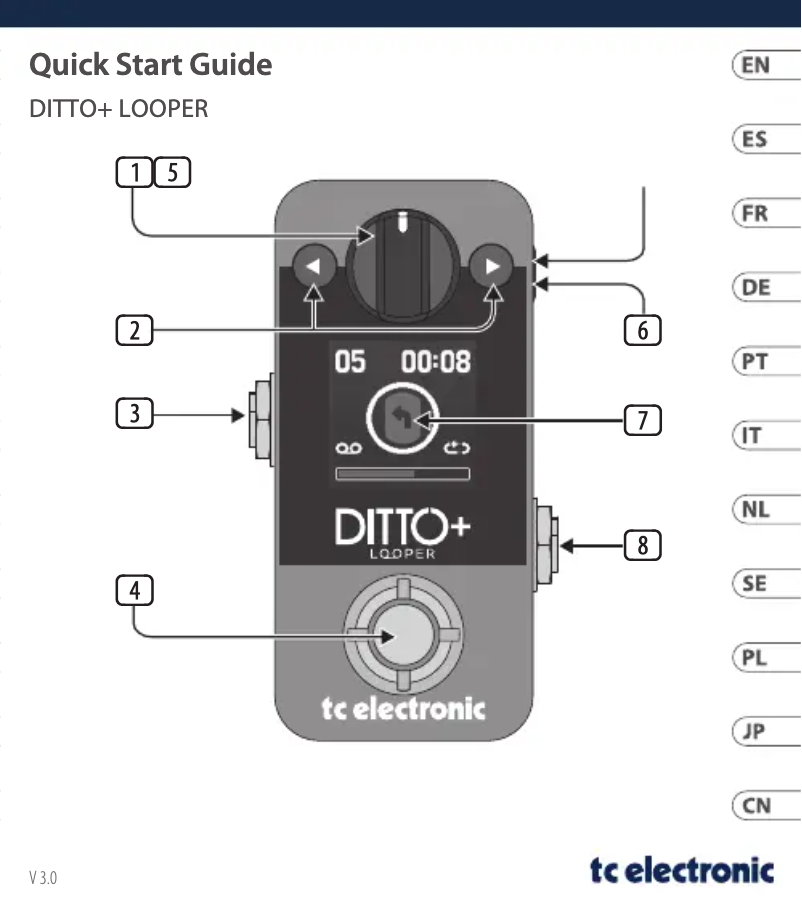 Imagen de la primera página del manual del dispositivo Ditto+ Looper