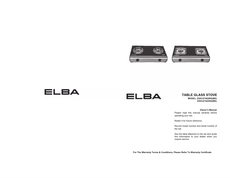 Imagen de la primera página del manual del dispositivo EGS-D7402RG(BK)