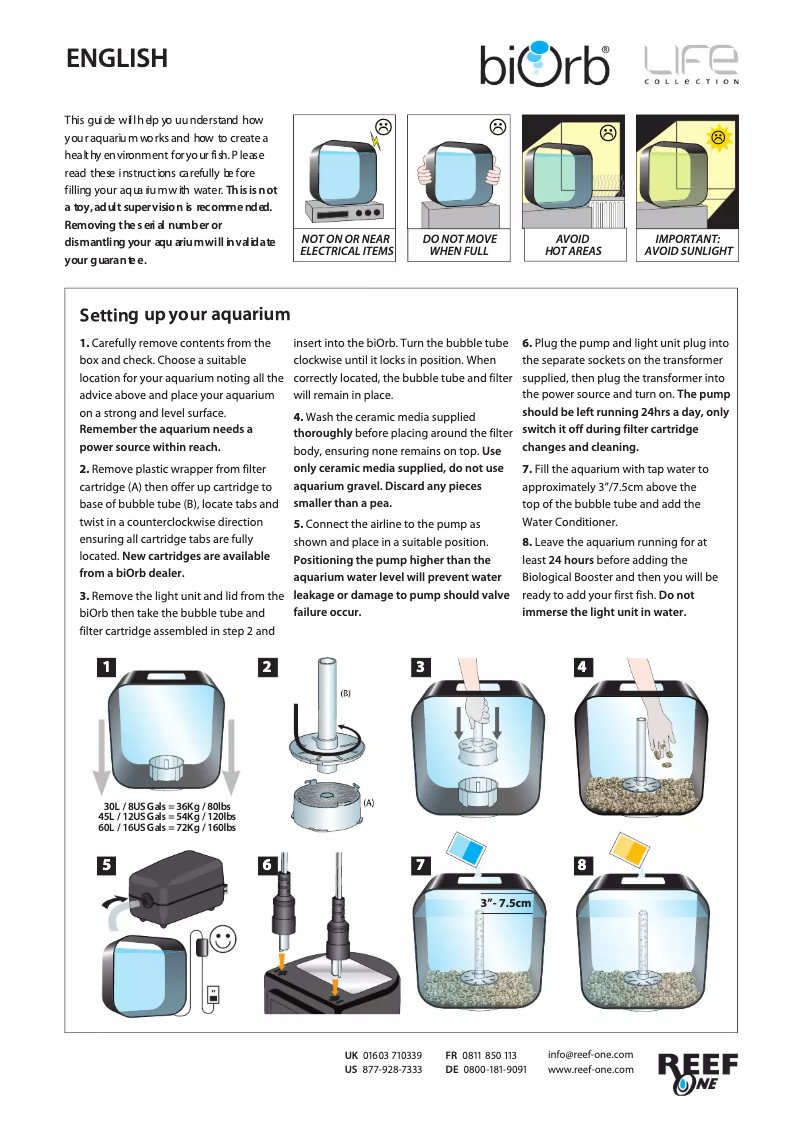 Imagen de la primera página del manual del dispositivo biOrb Life 30