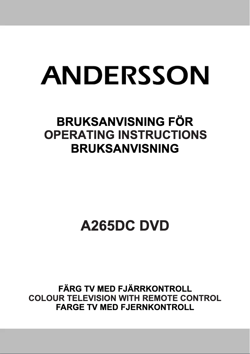 Página 1 del manual Manual de usuario Andersson A265DC DVD