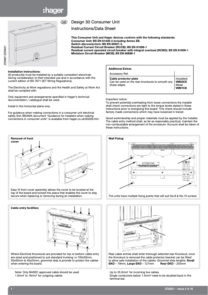 Página 1 del manual Manual de usuario Hager VM004