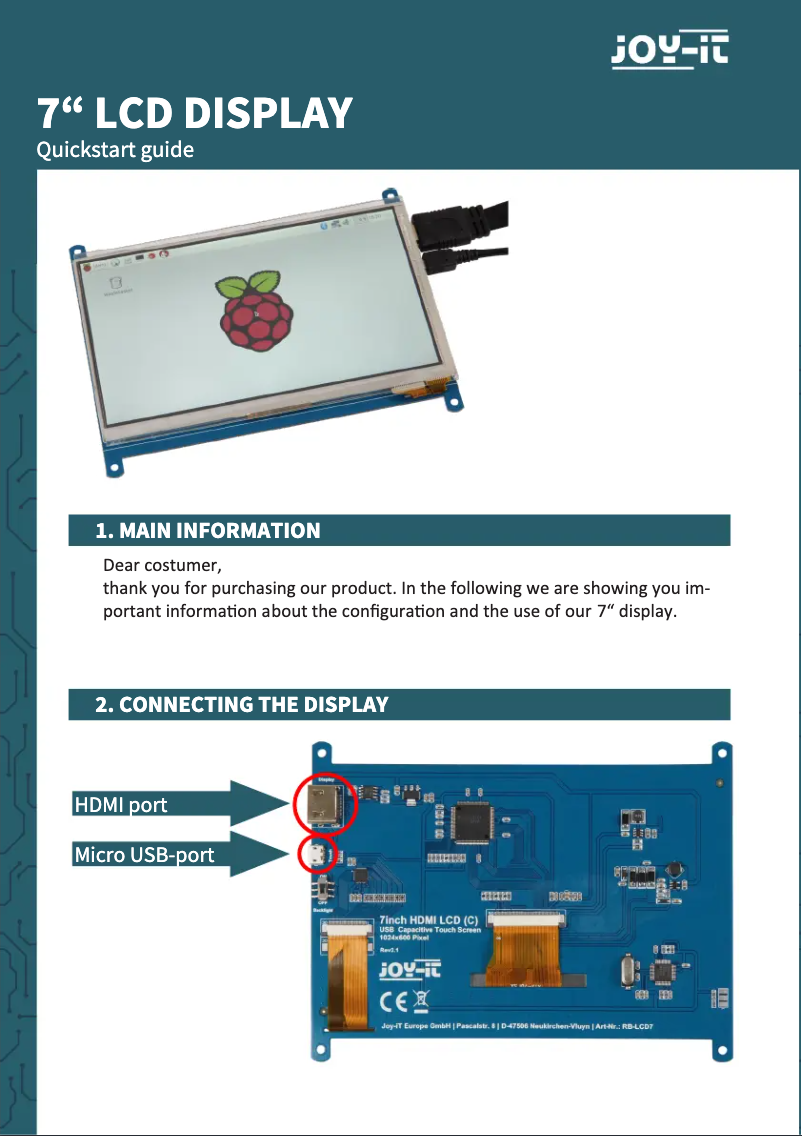 Imagen de la primera página del manual del dispositivo RB-LCD7.2