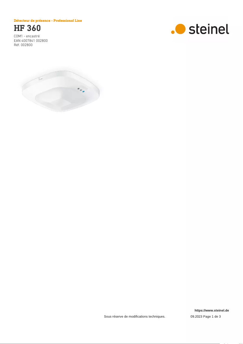 Imagen de la primera página del manual del dispositivo HF 360