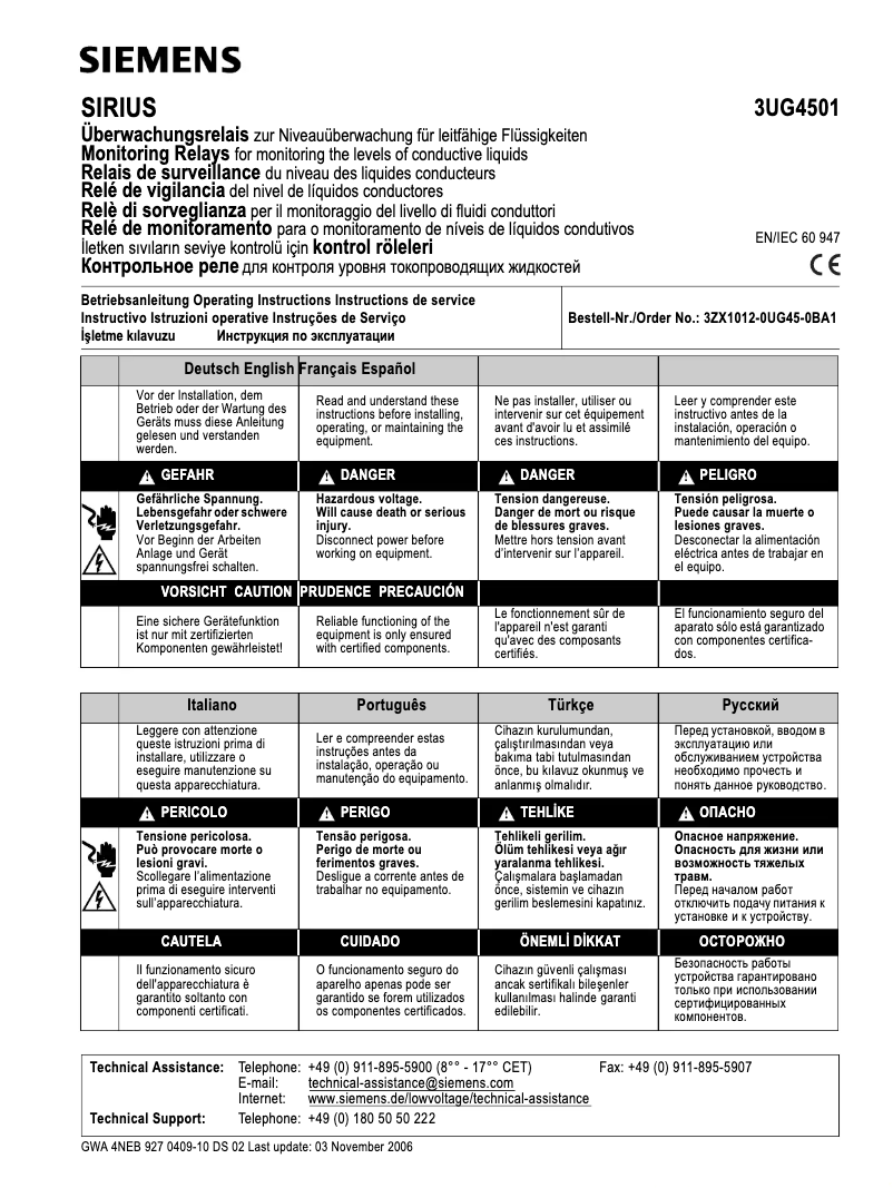 Página 1 del manual Manual de usuario Siemens 3UG4501