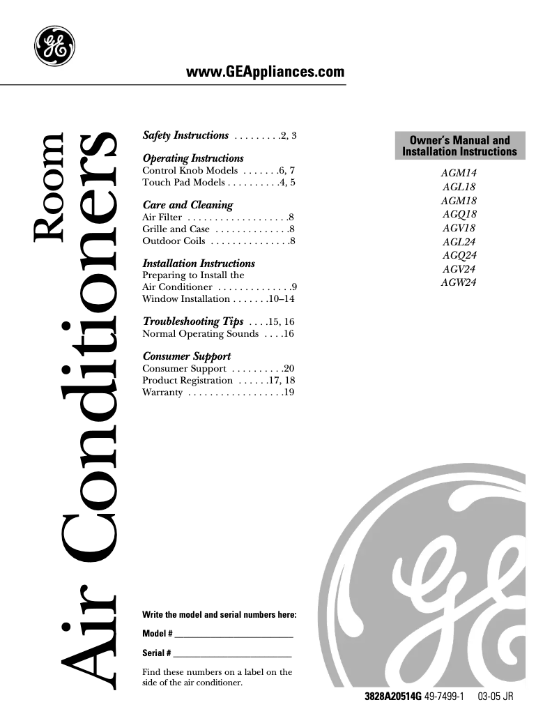 Imagen de la primera página del manual del dispositivo AGW24DH