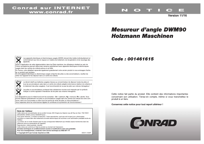 Imagen de la primera página del manual del dispositivo DWM 90
