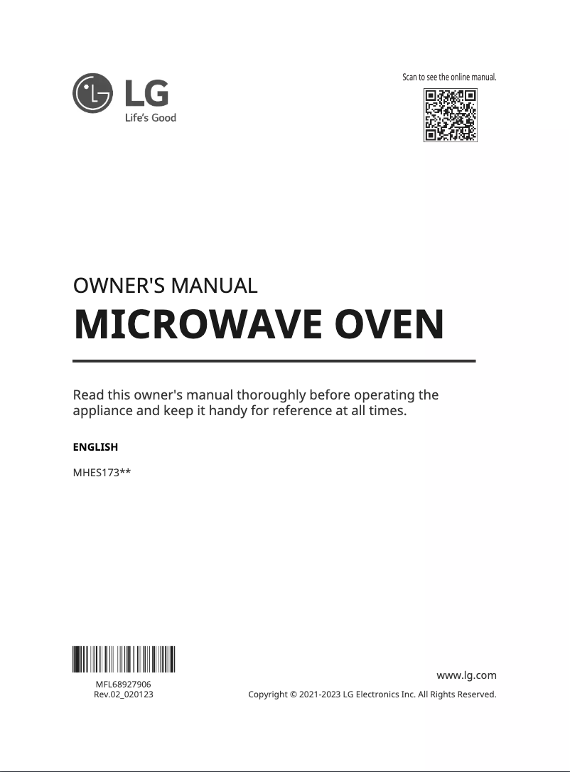 Página 1 del manual Manual de usuario LG STUDIO MHES1738N