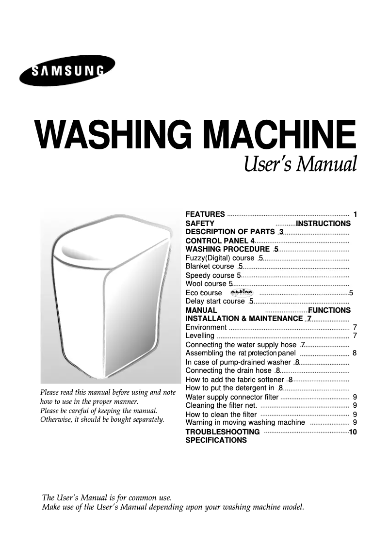 Imagen de la primera página del manual del dispositivo WA10B3Q1