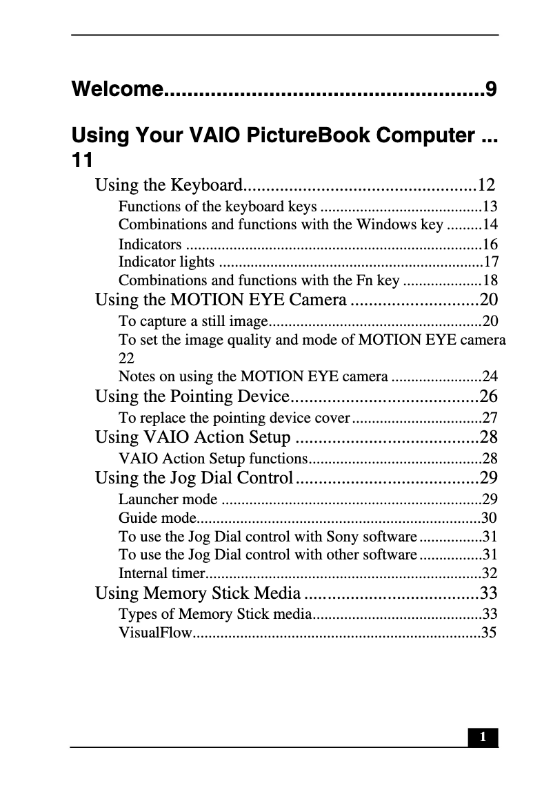 Imagen de la primera página del manual del dispositivo Vaio PCG-C1MV