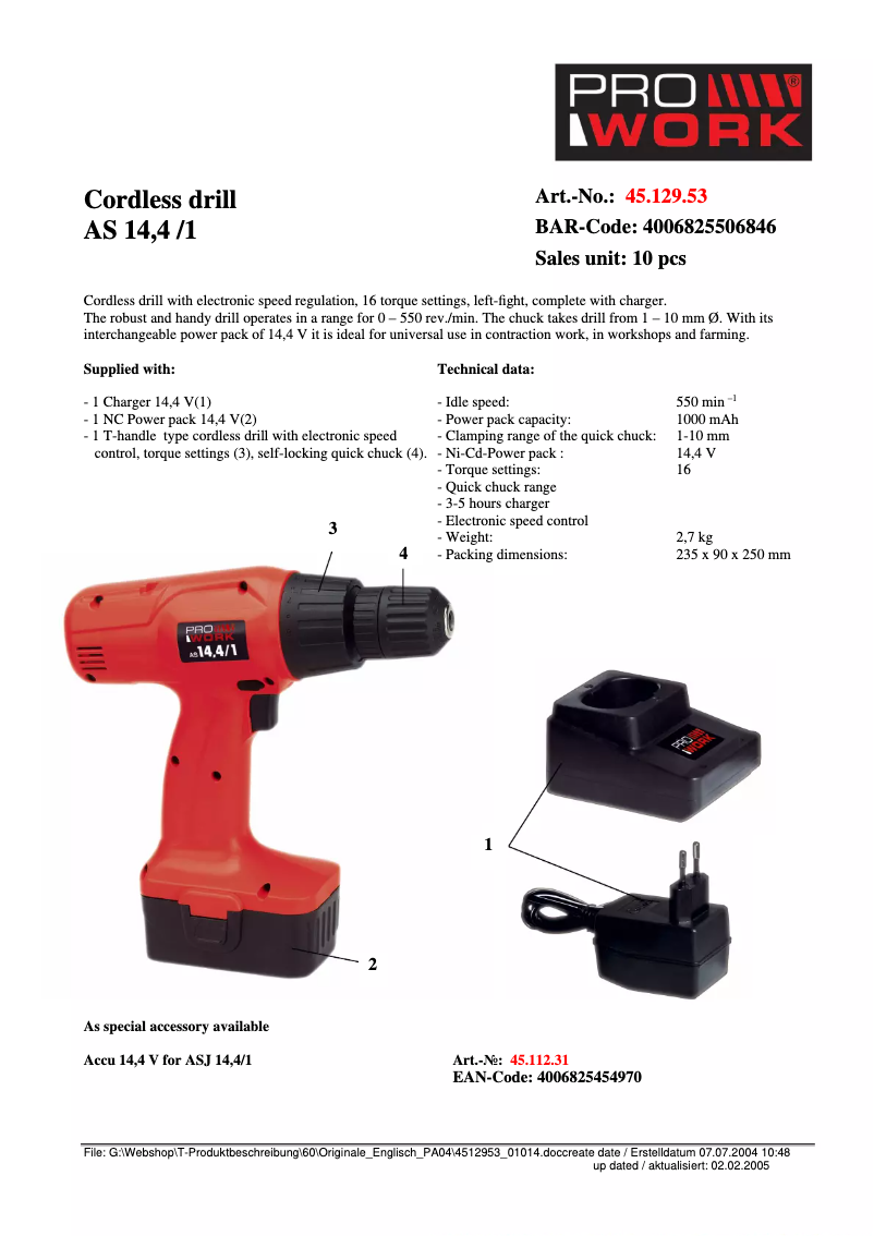 Imagen de la primera página del manual del dispositivo AS 14,4/1