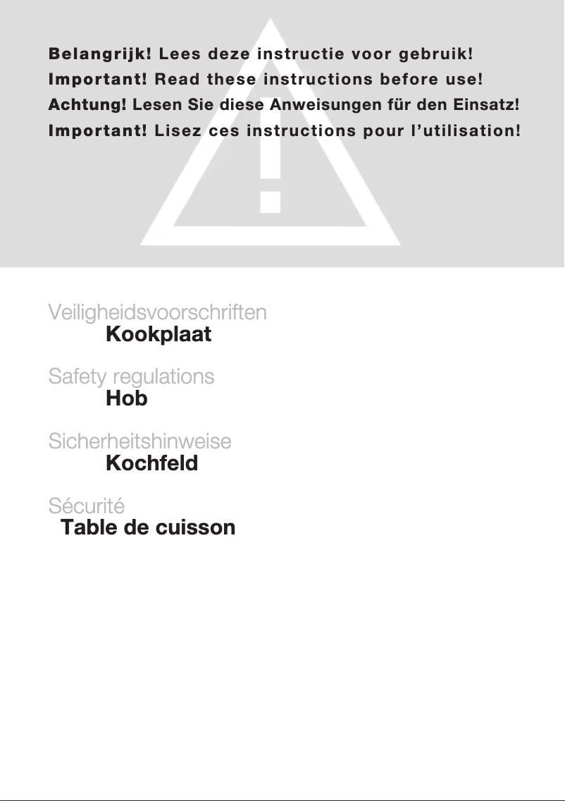 Página 1 del manual Instrucciones de seguridad Atag TY6011MUU