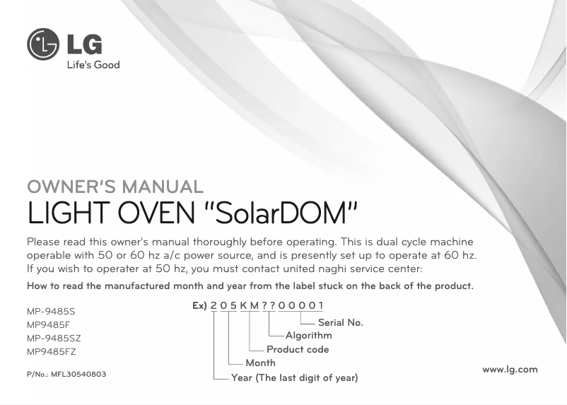 Imagen de la primera página del manual del dispositivo MP9485F