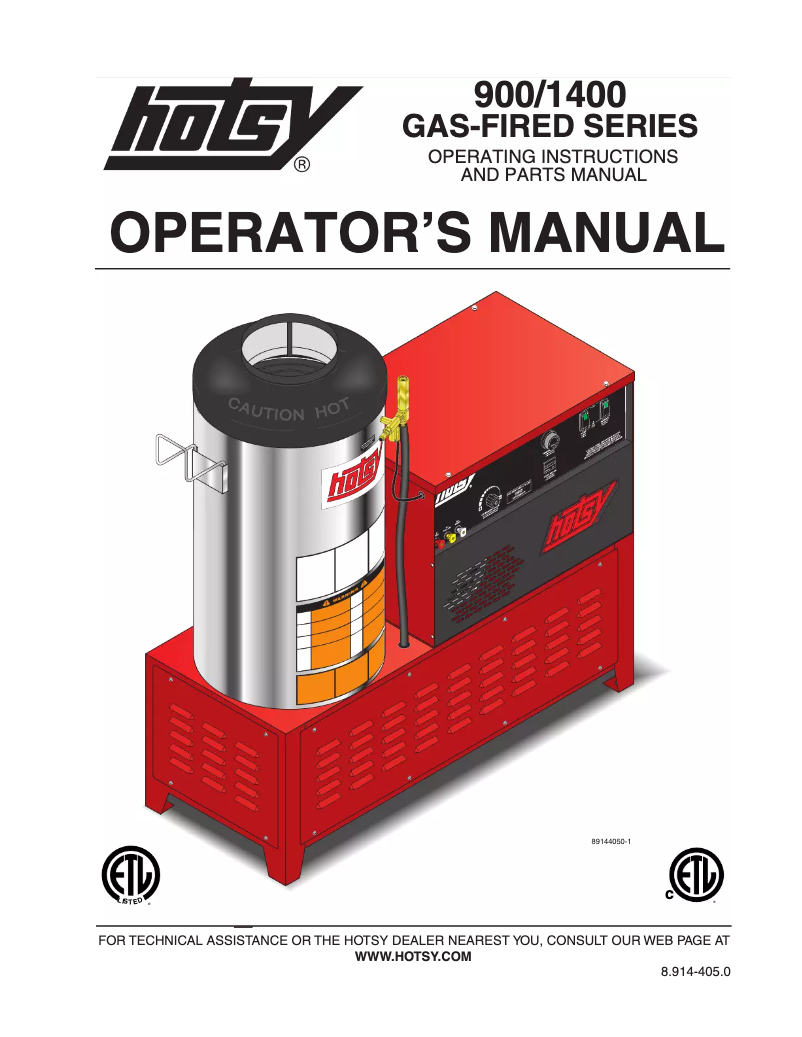Página 1 del manual Manual de usuario Hotsy 1412SS