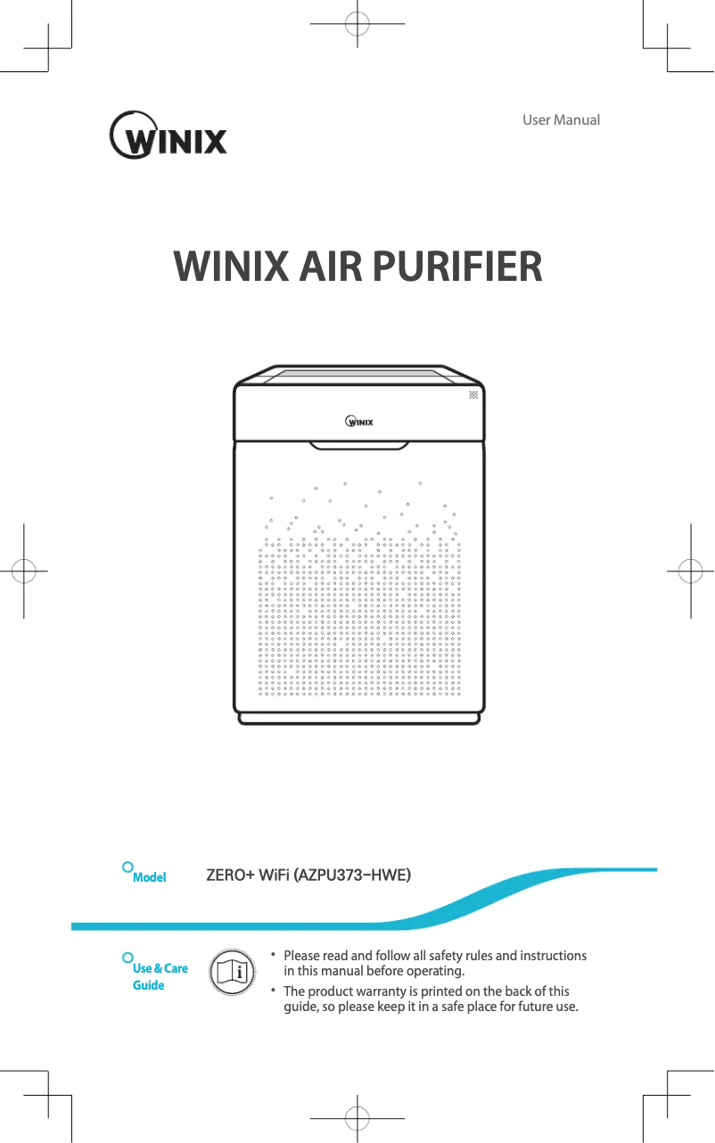 Página 1 del manual Manual de usuario Winix Zero Pro