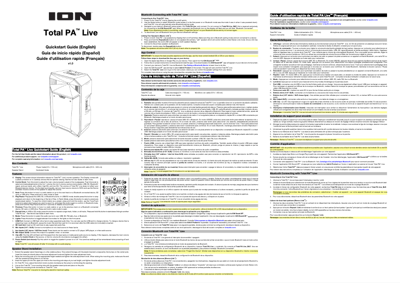 Página nº 1 - Guía de inicio rápido ION Total PA Live