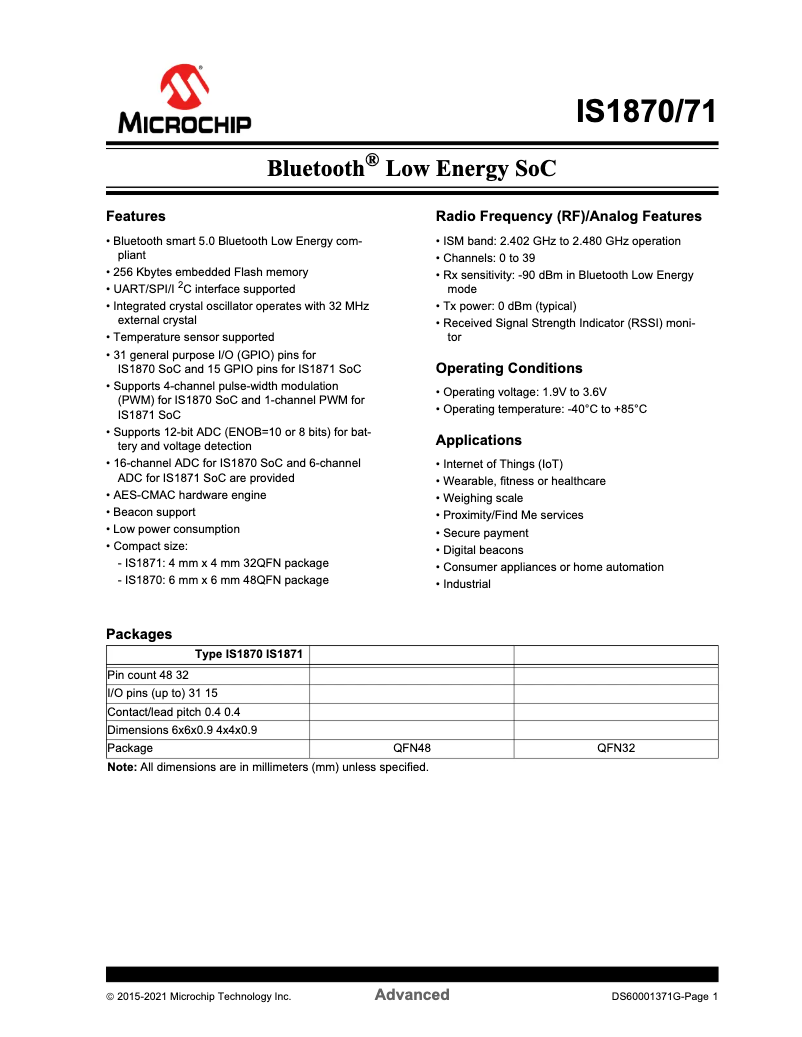 Página nº 1 - Ficha técnica Microchip IS1871