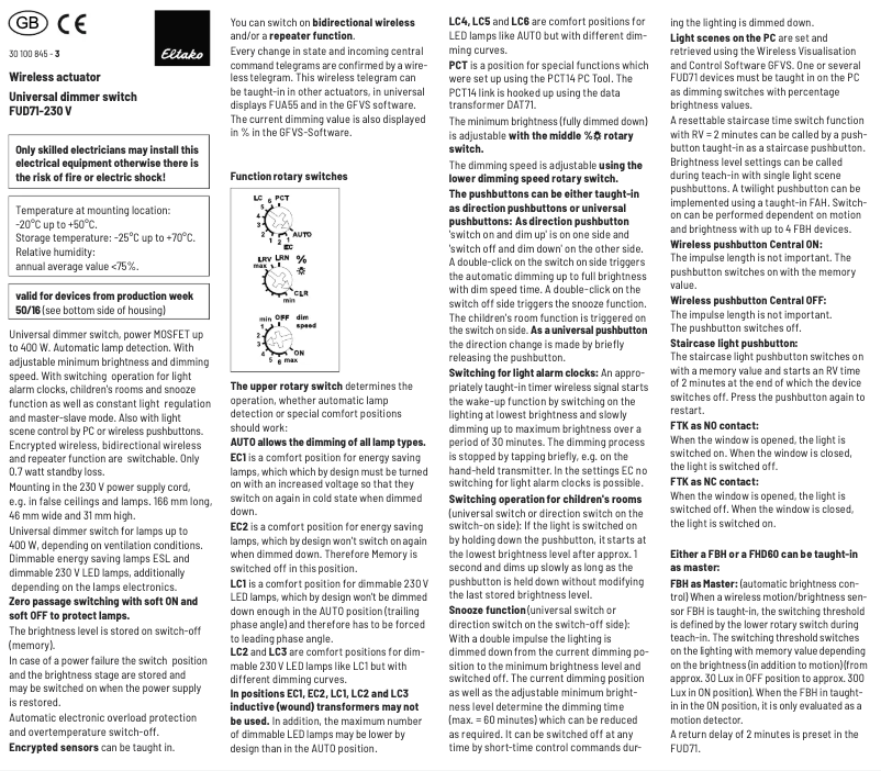 Página 1 del manual Manual de usuario Eltako FUD71-230V