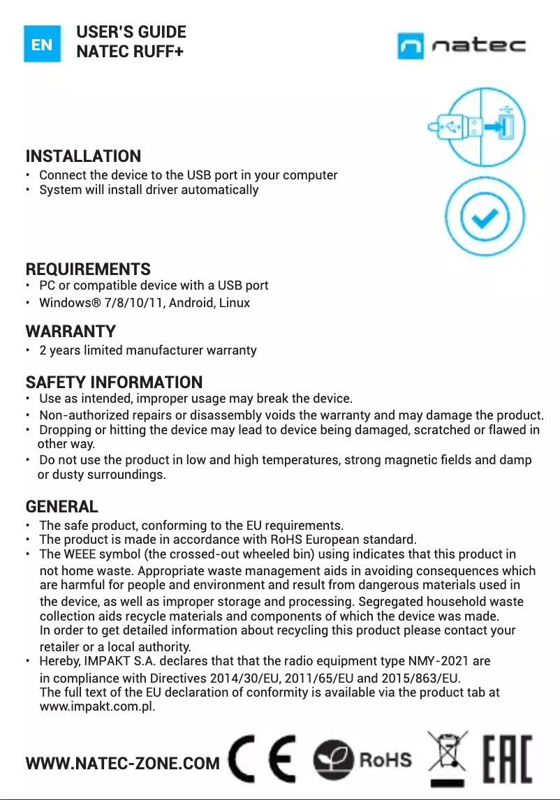 Imagen de la primera página del manual del dispositivo Ruff+