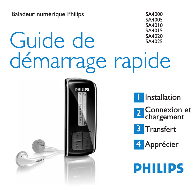 Página 1 del manual Guía de inicio rápido Philips SA4000