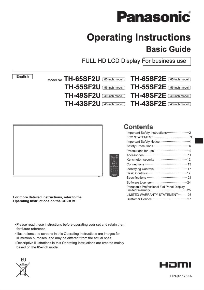 Página 1 del manual Manual de usuario Panasonic TH-55SF2U