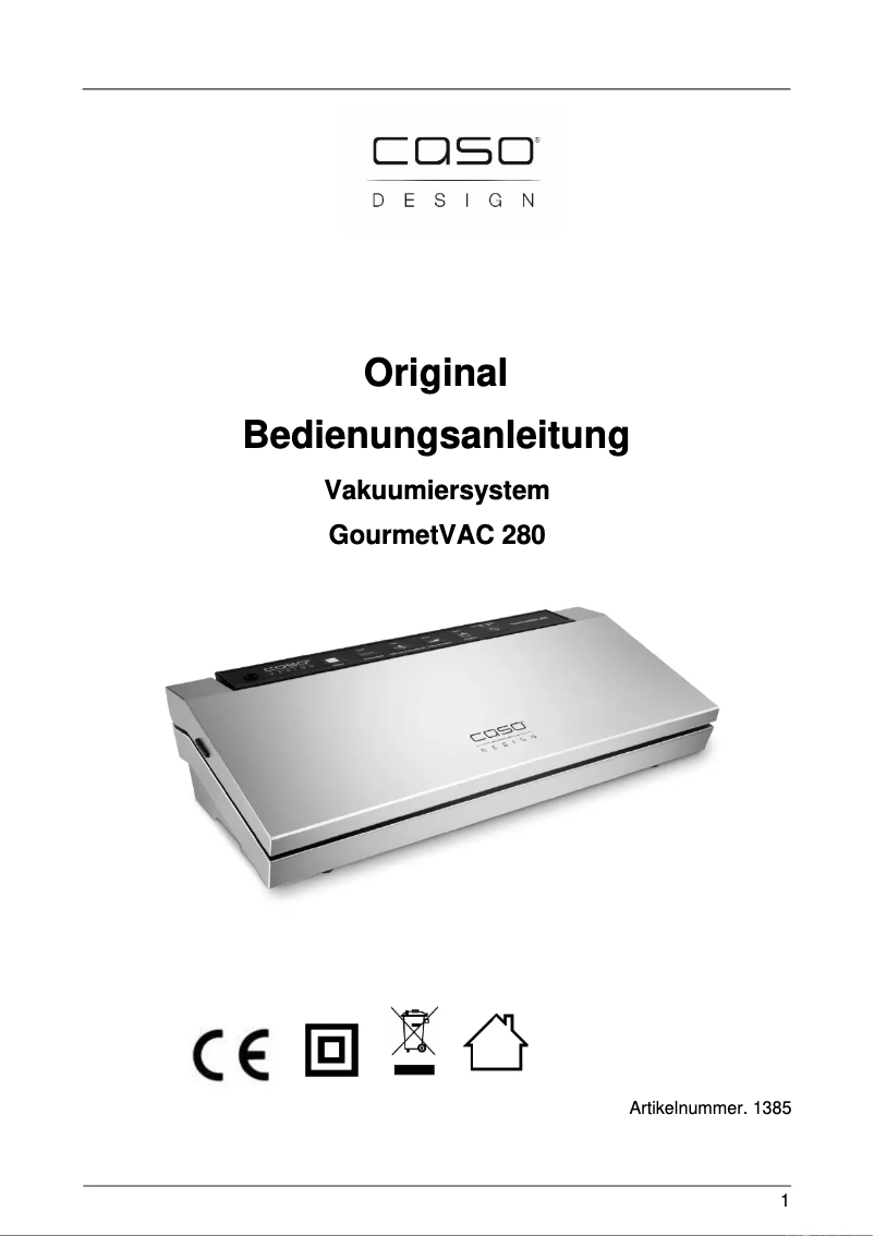 Imagen de la primera página del manual del dispositivo GourmetVAC 280
