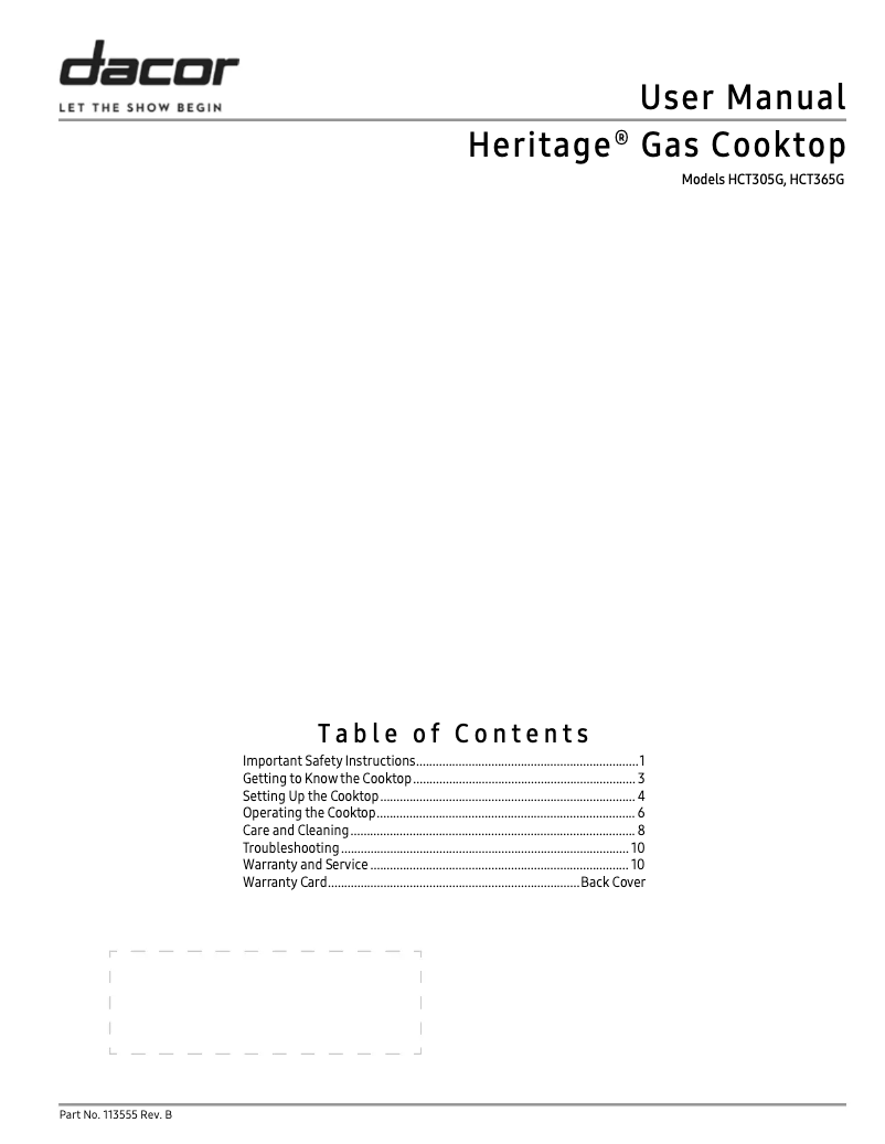 Imagen de la primera página del manual del dispositivo HCT305G