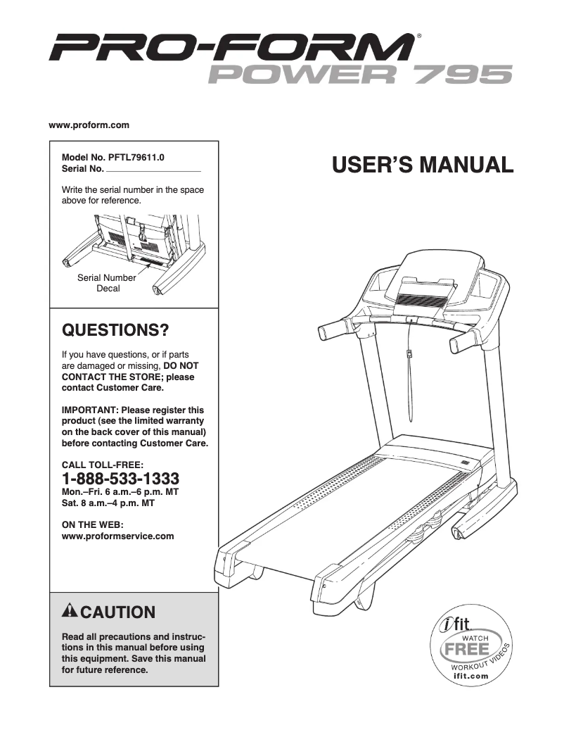 Página nº 1 - Manual de usuario ProForm Power 795